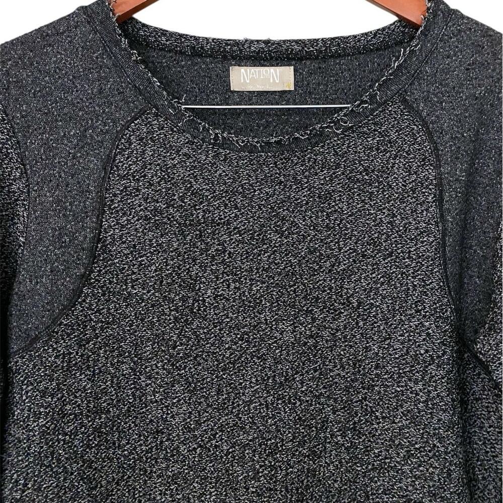 Nation LTD Crewneck Sweater XS/Small Dark Gray Marled Knit Long Sleeve Fisherman - Picture 5 of 8